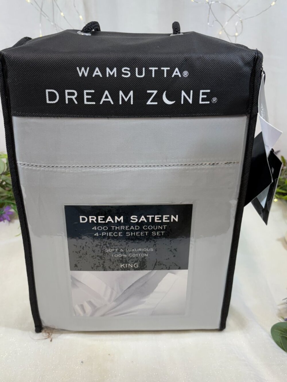 New Wamsutta Dream Zone Sateen Silver Gray 400 TC 4 Piece Cotton King Sheet Set